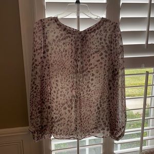 Talbots snow leopard long sleeve top L